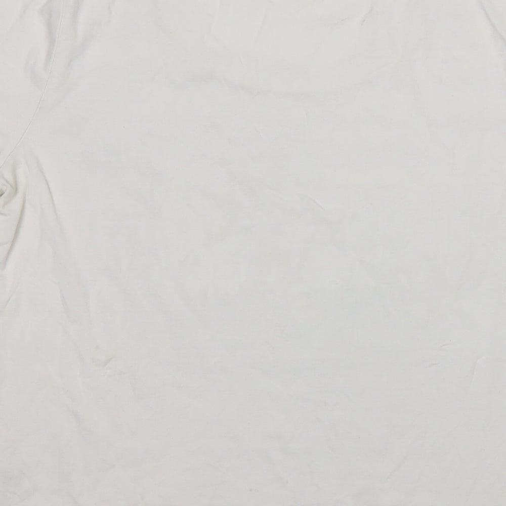 Preworn Womens White  Cotton Basic T-Shirt Size M Round Neck