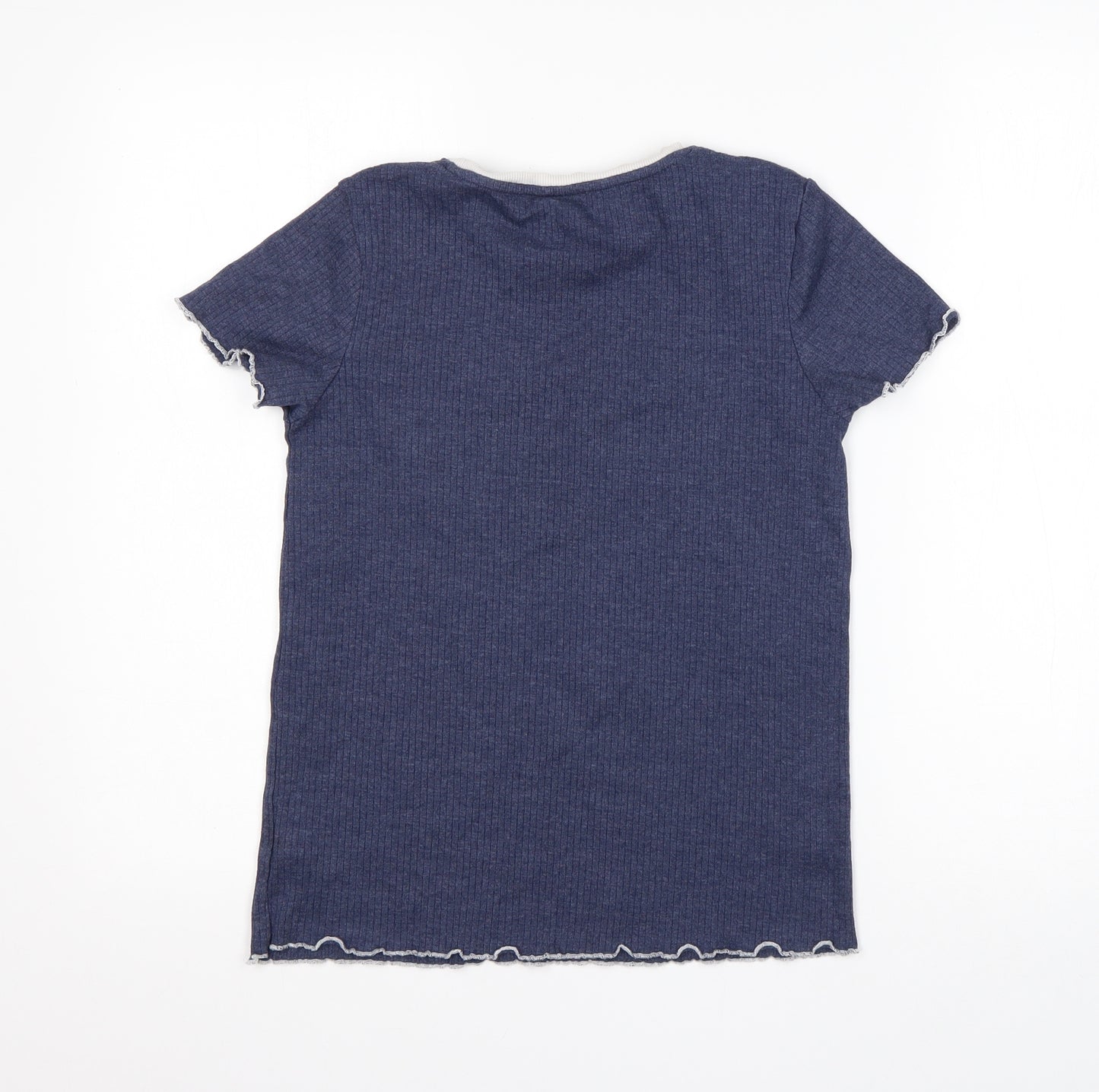 M&S Girls Blue  Polyester Basic T-Shirt Size 12-13 Years Round Neck