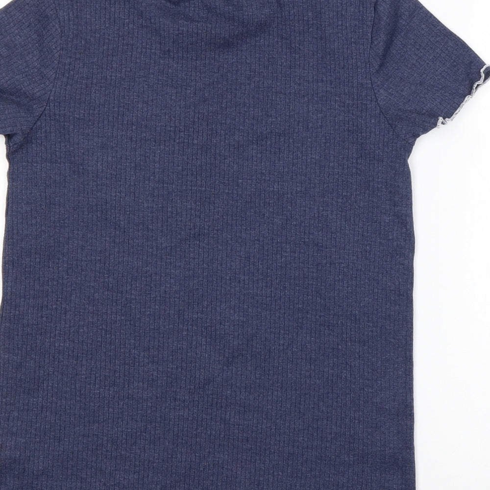 M&S Girls Blue  Polyester Basic T-Shirt Size 12-13 Years Round Neck