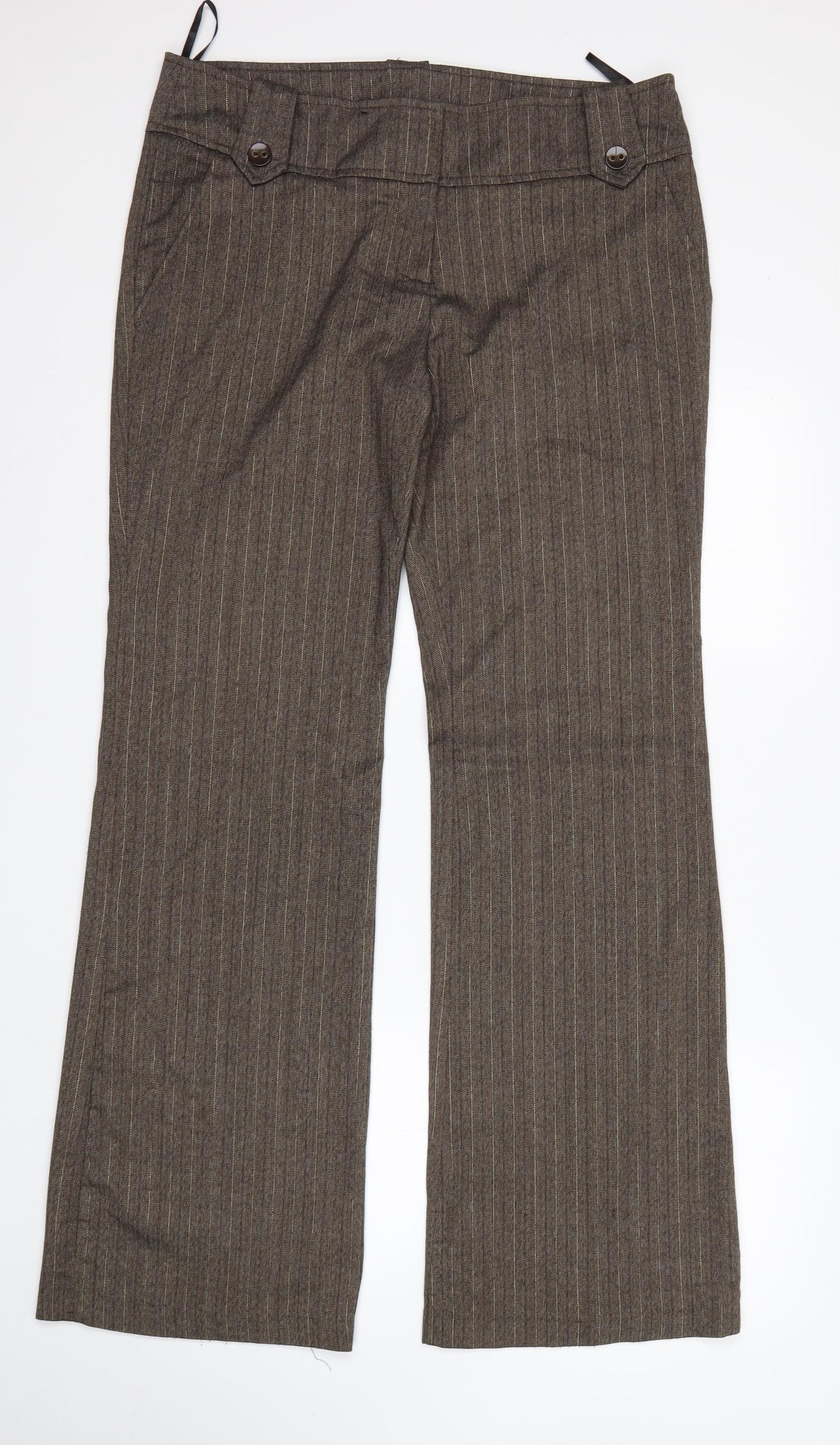 New Look Womens Brown  Polyester Trousers  Size 14 L33 in Regular