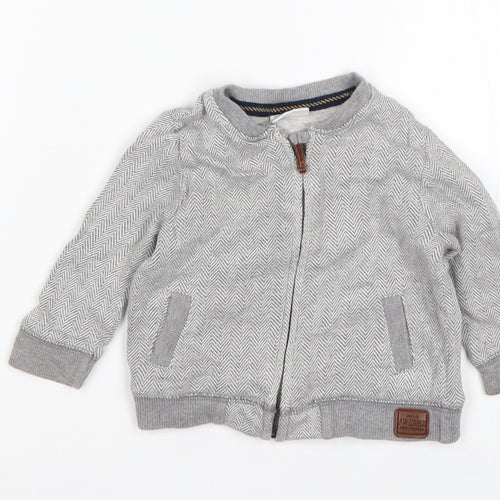 F&F Boys Grey Herringbone  Jacket Coatigan Size 3-6 Months