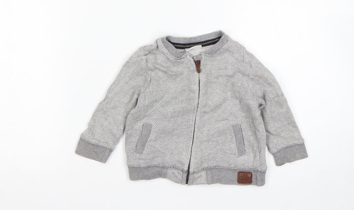 F&F Boys Grey Herringbone  Jacket Coatigan Size 3-6 Months