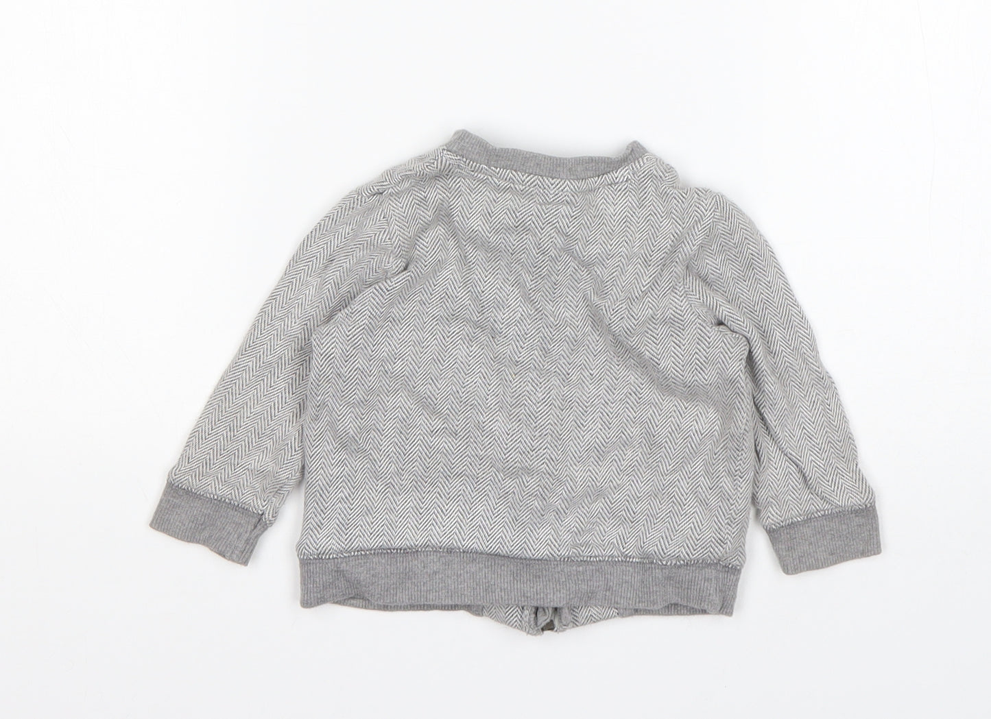 F&F Boys Grey Herringbone  Jacket Coatigan Size 3-6 Months