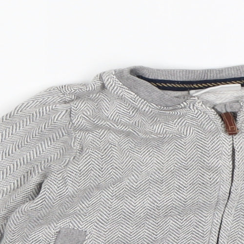 F&F Boys Grey Herringbone  Jacket Coatigan Size 3-6 Months
