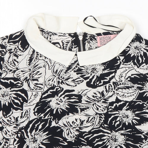 Neon Rose Womens Multicoloured Floral Viscose Basic Blouse Size 12 Collared