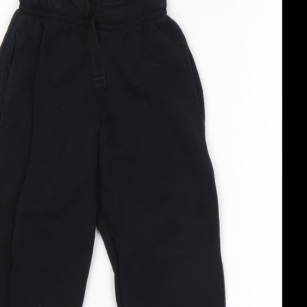 M&S Boys Black  Cotton Sweatpants Trousers Size 3-4 Years  Regular