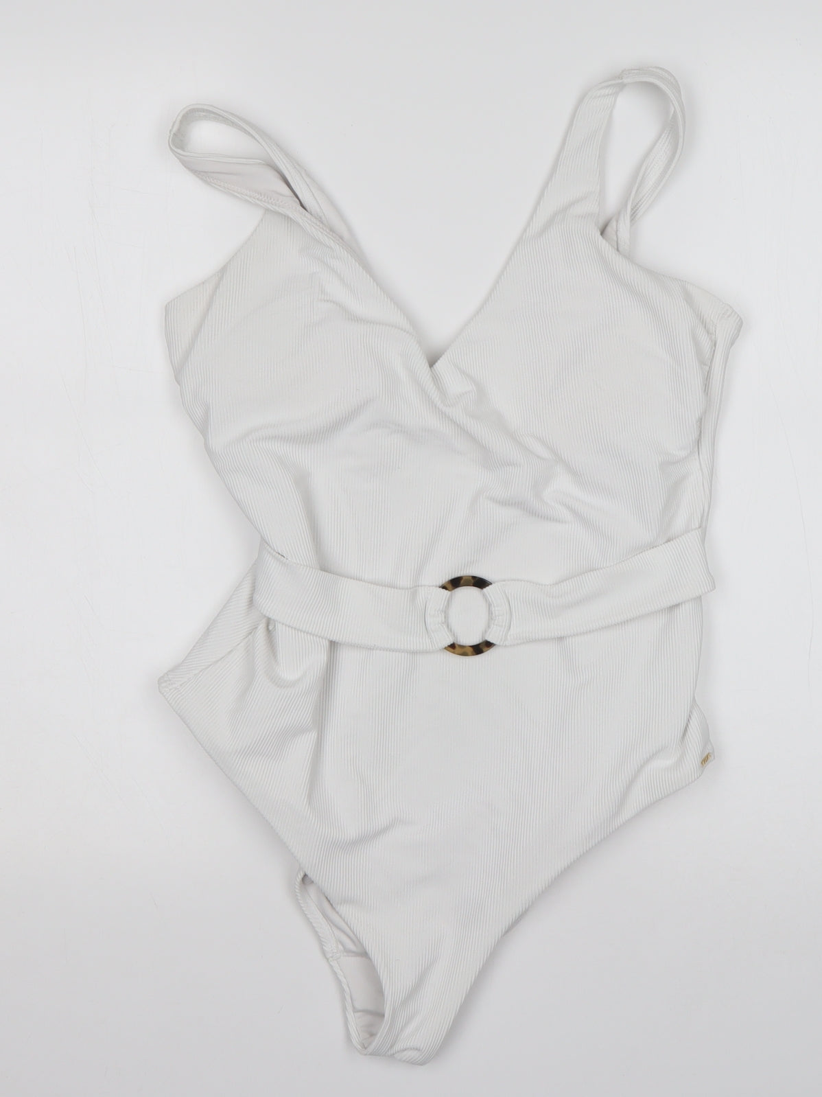 F&F Womens White  Nylon Bodysuit One-Piece Size 14