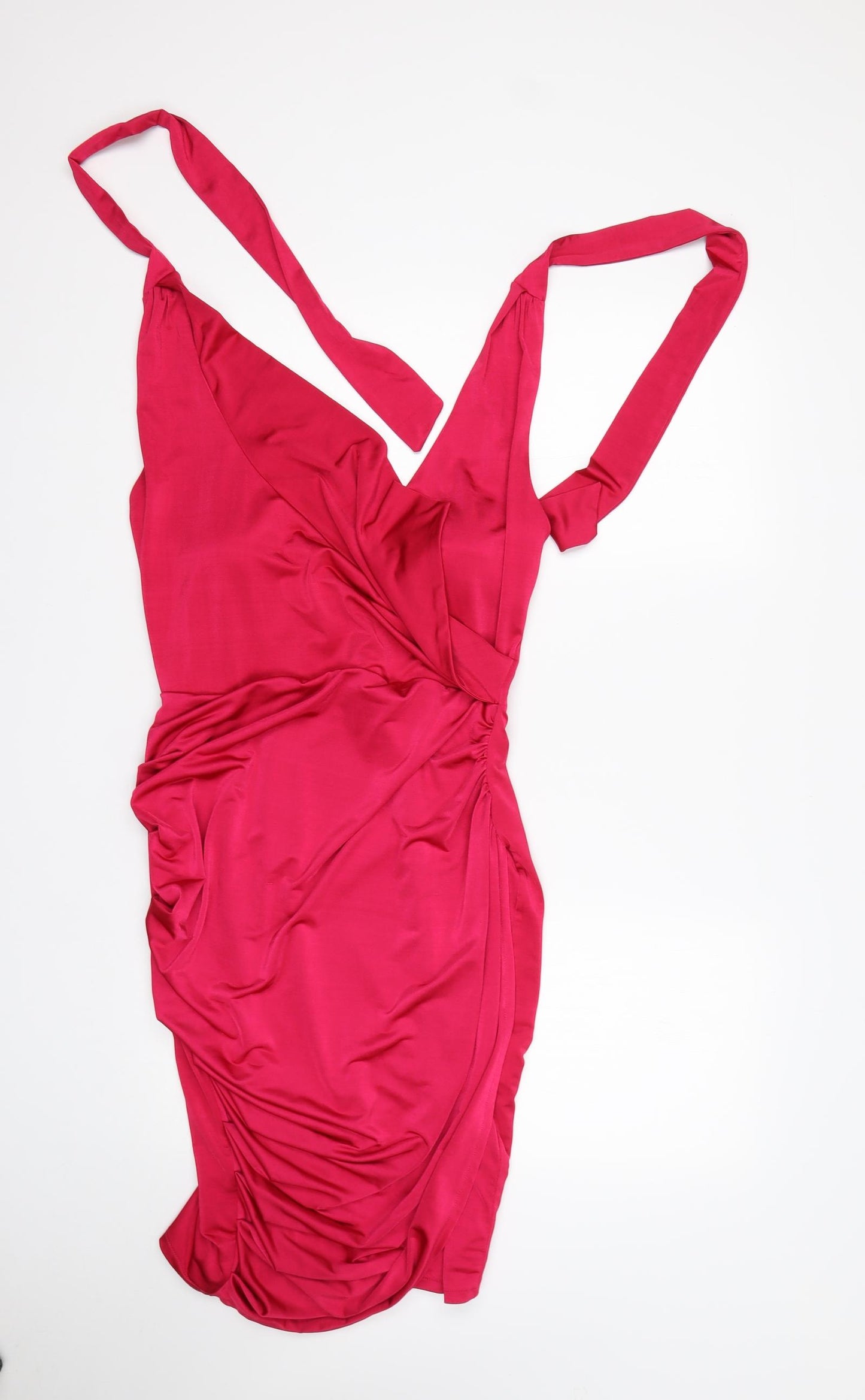 Debenhams Womens Pink  Polyester Mini  Size 10  V-Neck