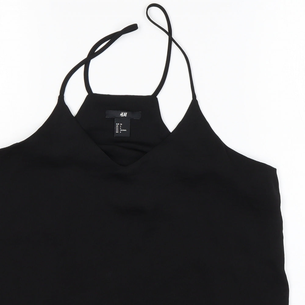 H&M Womens Black  Polyester Basic Tank Size 8 Off the Shoulder