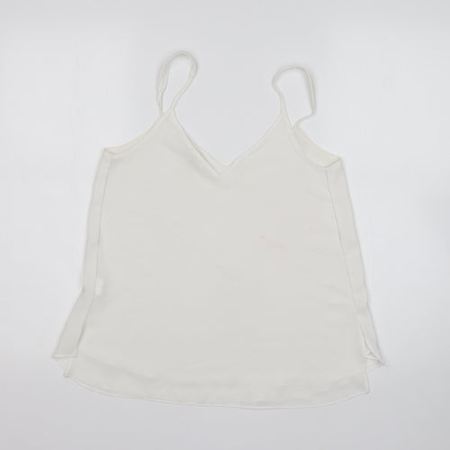 River Island Womens White  Polyester Basic Tank Size 8 V-Neck