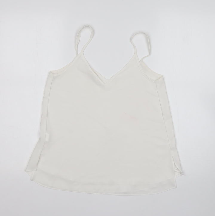 River Island Womens White  Polyester Basic Tank Size 8 V-Neck