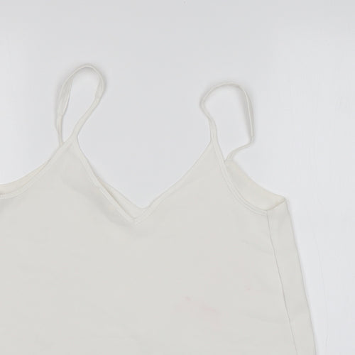River Island Womens White  Polyester Basic Tank Size 8 V-Neck