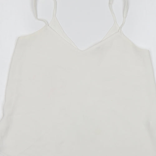 River Island Womens White  Polyester Basic Tank Size 8 V-Neck
