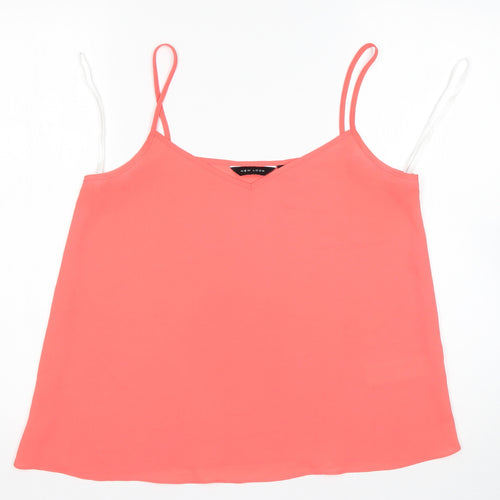 New Look Womens Pink  Polyester Basic Tank Size 10 V-Neck