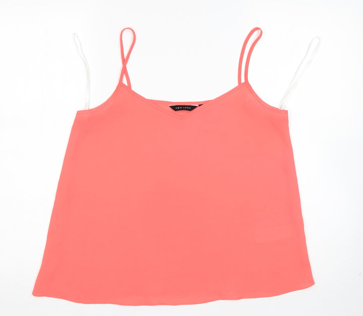 New Look Womens Pink Polyester Basic Tank Size 10 V-Neck
