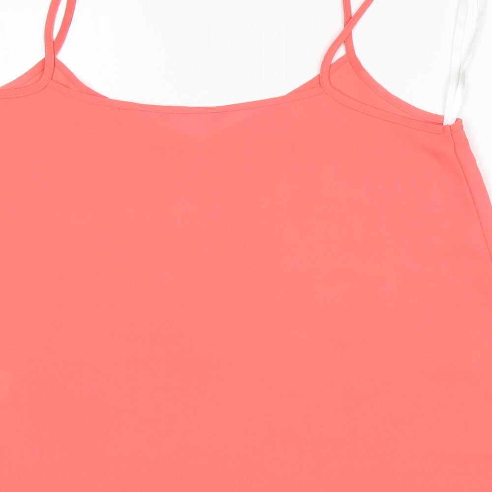 New Look Womens Pink  Polyester Basic Tank Size 10 V-Neck