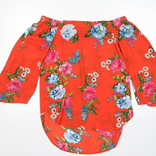 New Look Womens Multicoloured Floral Polyester Basic Blouse Size 10 Boat Neck
