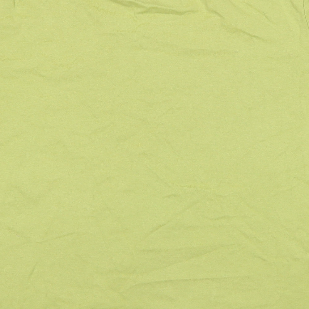 BM Womens Green  Cotton Basic T-Shirt Size L V-Neck