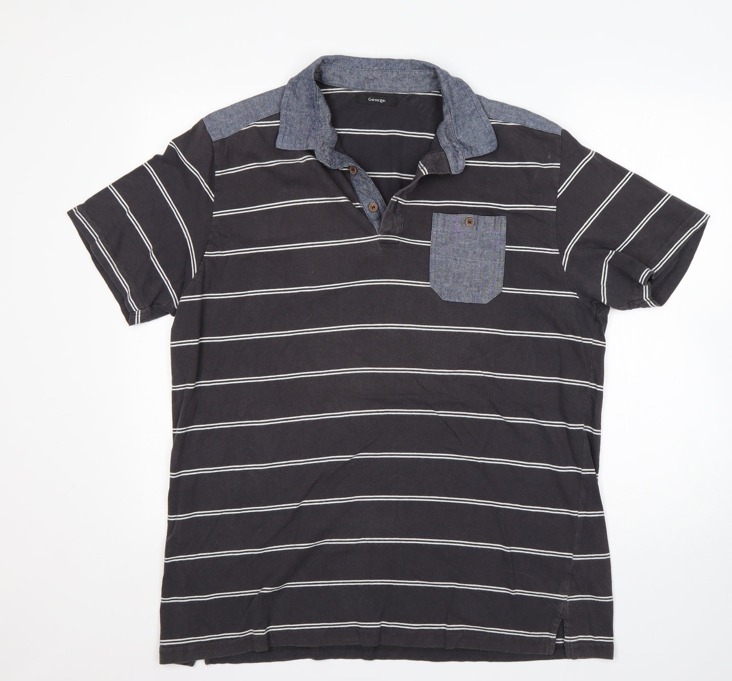 George Mens Multicoloured Striped Cotton  Polo Size XL Collared