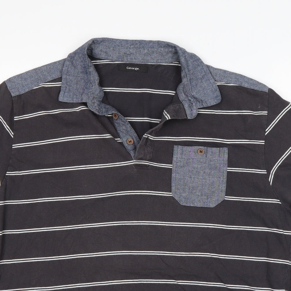 George Mens Multicoloured Striped Cotton  Polo Size XL Collared