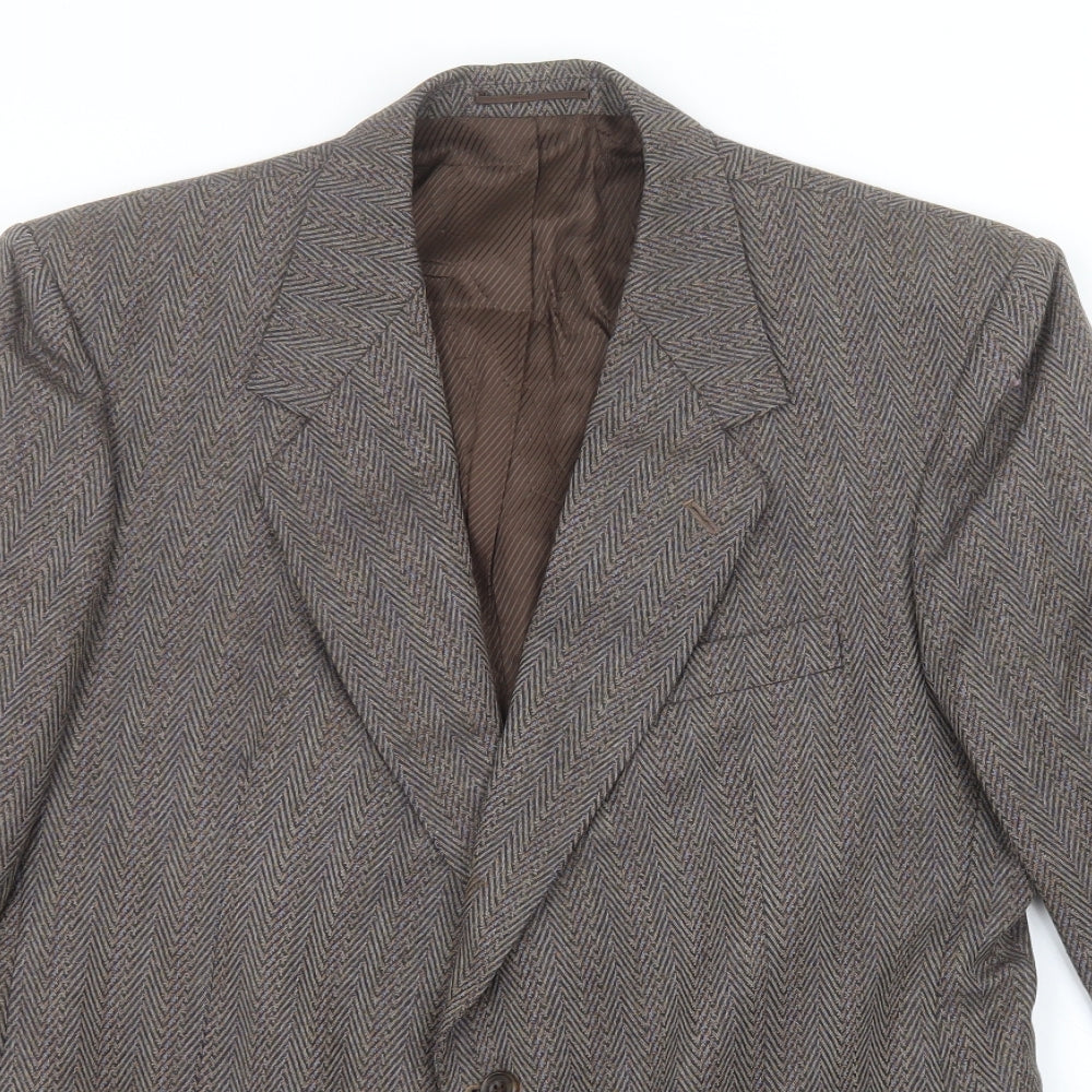 Magee Mens Brown Herringbone  Jacket Blazer Size 40