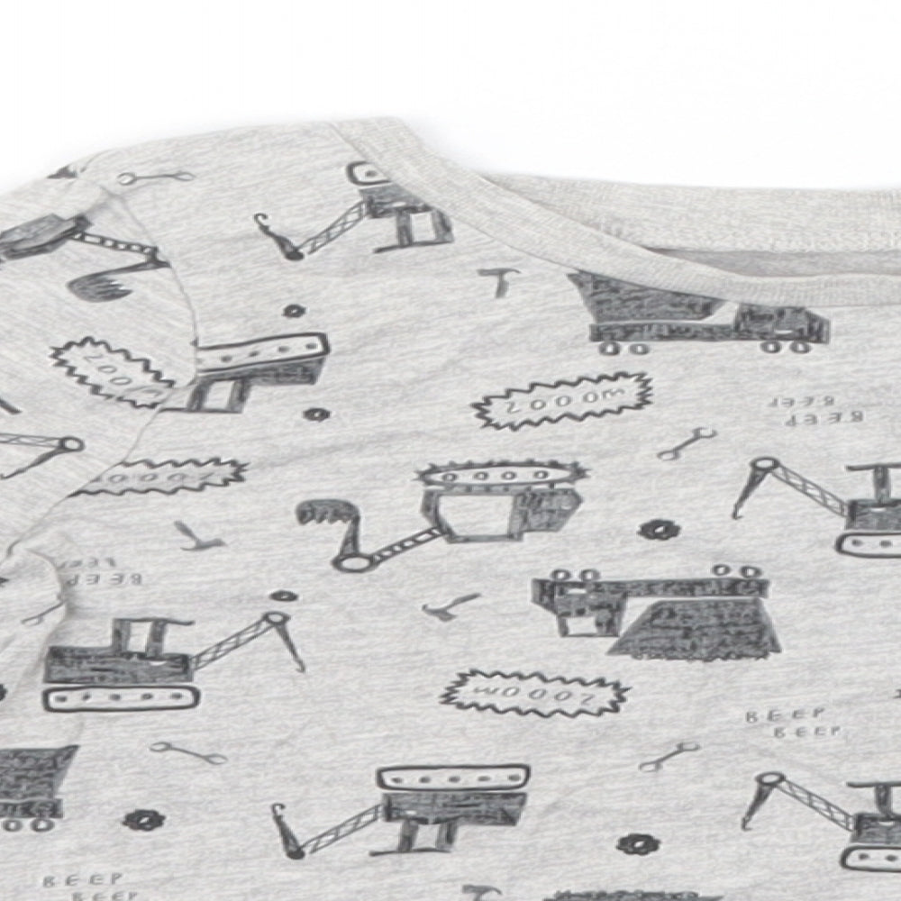 George Boys Grey Geometric Cotton Basic T-Shirt Size 2-3 Years Round Neck  - Vehicles