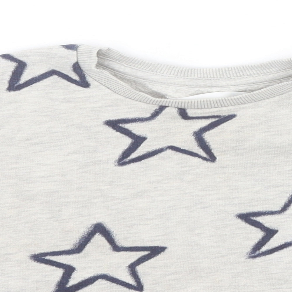 Marks and Spencer Boys Grey Round Neck Geometric Cotton Pullover Jumper Size 2-3 Years   - Stars