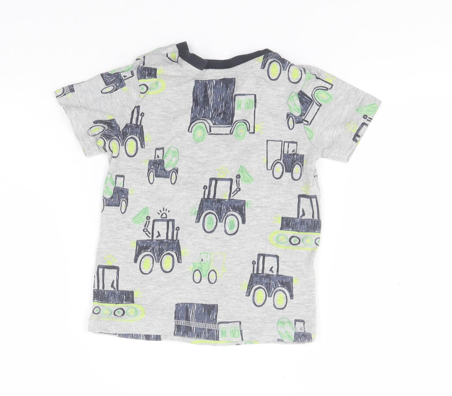 George Boys Grey  Cotton Basic T-Shirt Size 2-3 Years Round Neck  - Vehicles