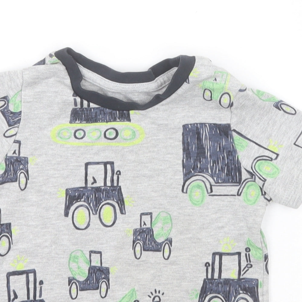 George Boys Grey  Cotton Basic T-Shirt Size 2-3 Years Round Neck  - Vehicles