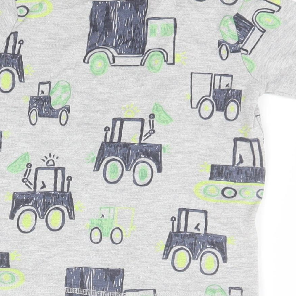 George Boys Grey  Cotton Basic T-Shirt Size 2-3 Years Round Neck  - Vehicles