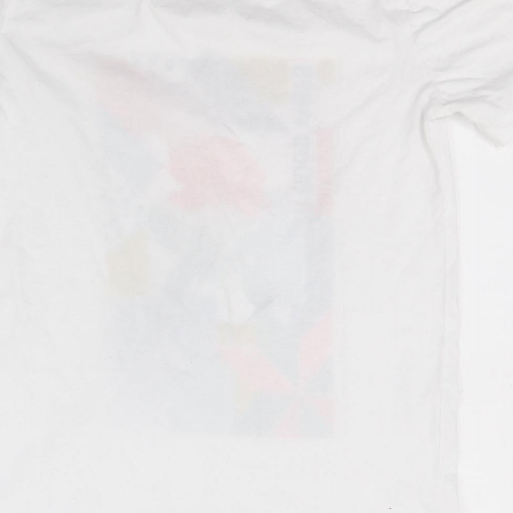 Stradivarius Womens White   Basic T-Shirt Size S Round Neck - Good Vibes