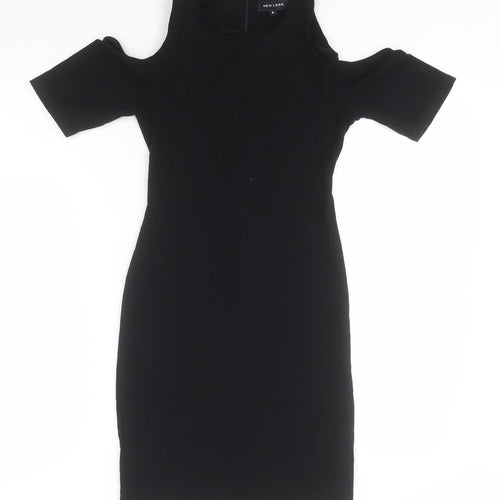 New Look Womens Black  Viscose Pencil Dress  Size 8  Round Neck