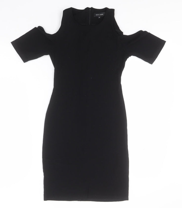 New Look Womens Black  Viscose Pencil Dress  Size 8  Round Neck