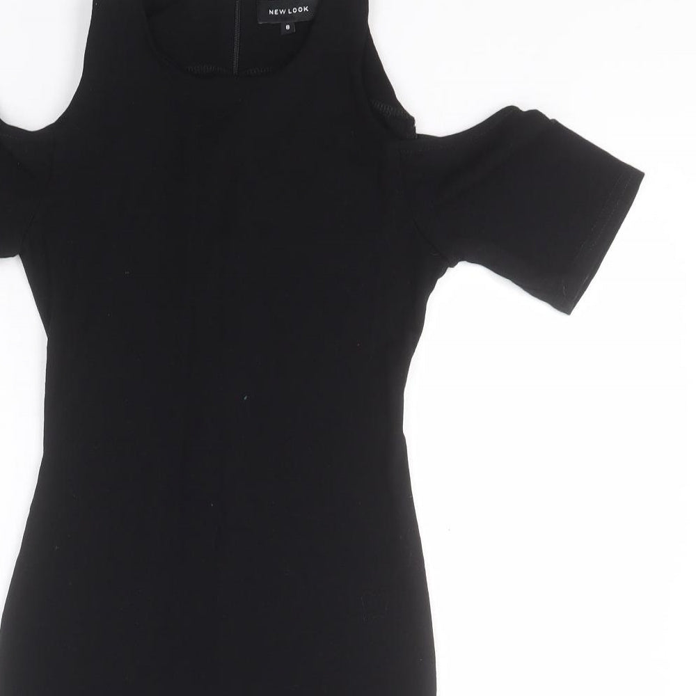 New Look Womens Black  Viscose Pencil Dress  Size 8  Round Neck