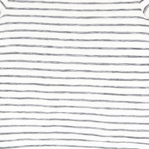 George Womens White Round Neck Striped Cotton Pullover Jumper Size 10