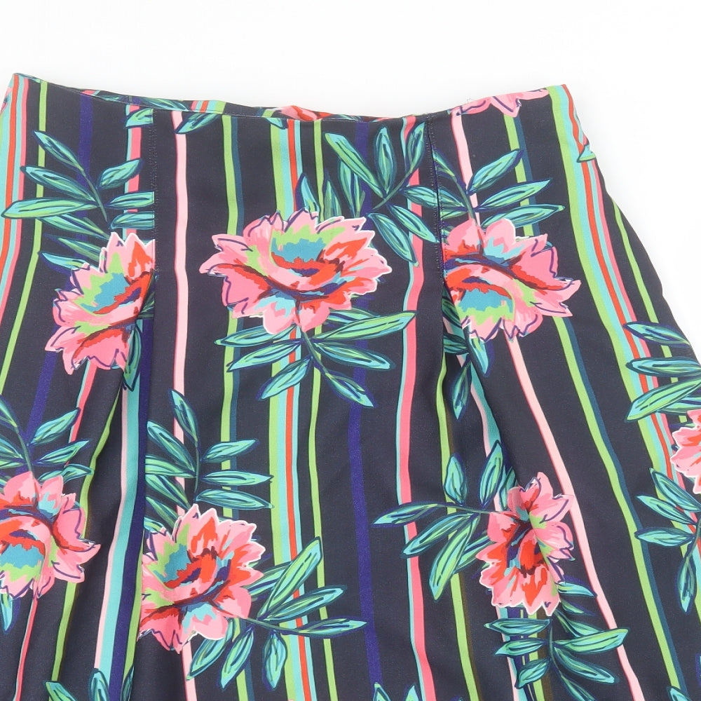 Marks and Spencer Womens Blue Striped Polyester A-Line Skirt Size 14