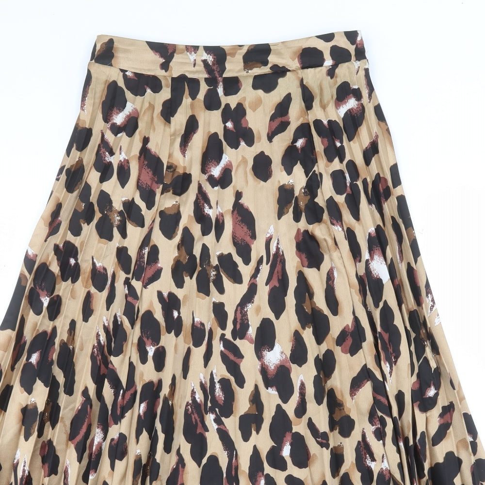 New Look Womens Brown Floral Polyester A-Line Skirt Size 10