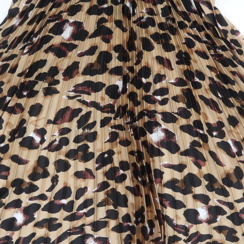 New Look Womens Brown Floral Polyester A-Line Skirt Size 10
