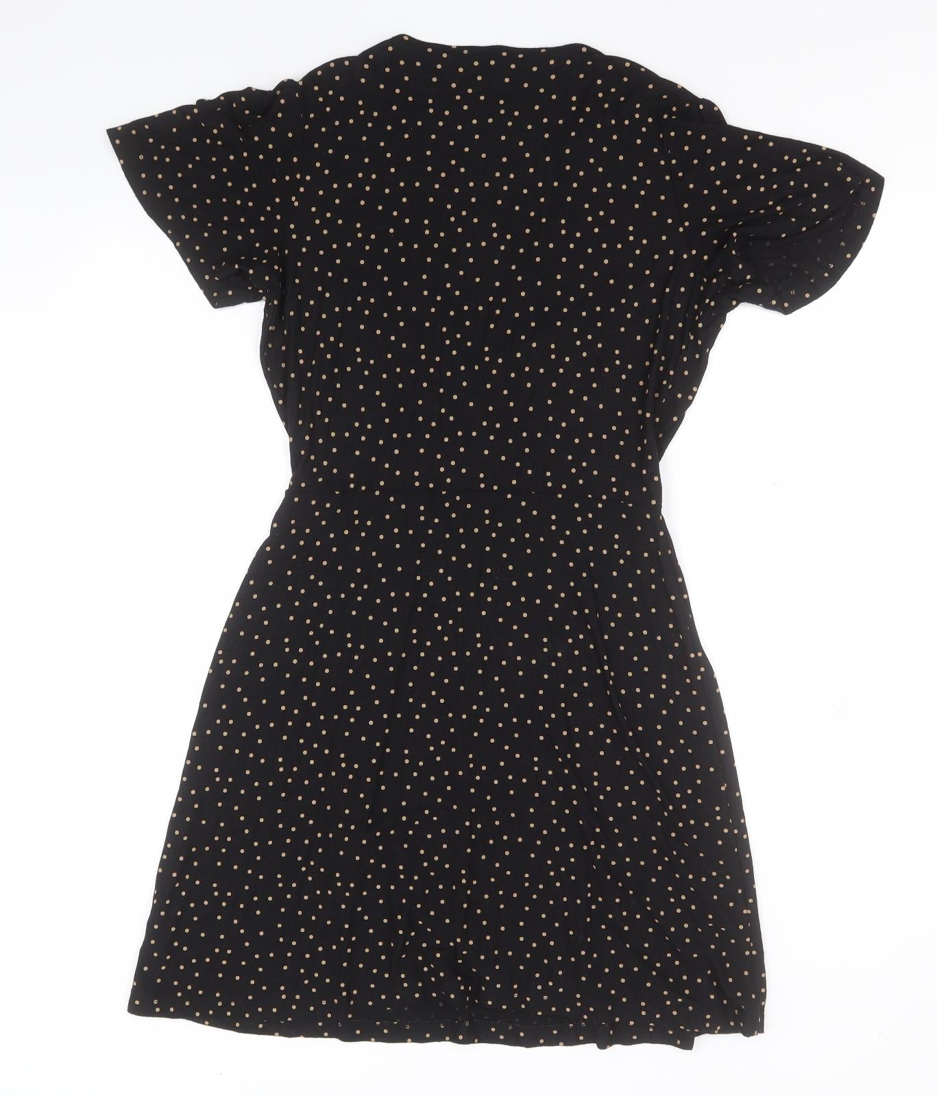 NEXT Womens Black Polka Dot Viscose A-Line  Size 10  V-Neck