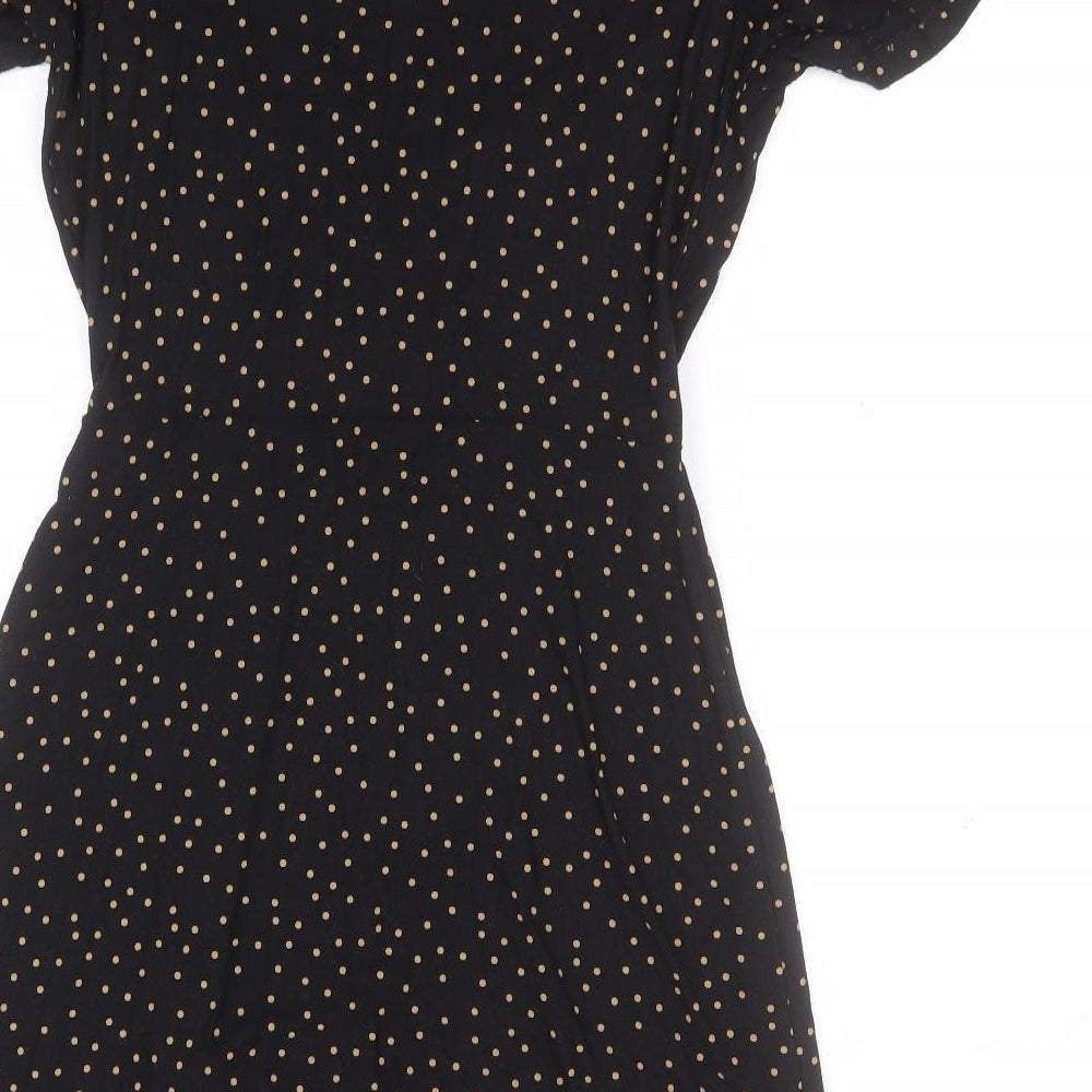 NEXT Womens Black Polka Dot Viscose A-Line  Size 10  V-Neck