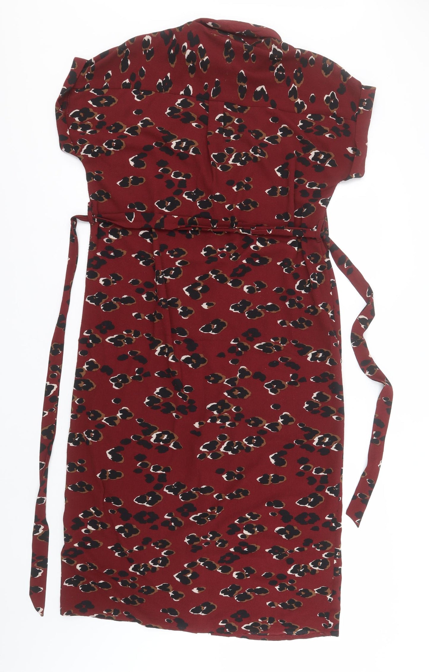 New Look Womens Red Floral Polyester T-Shirt Dress  Size 10  Collared
