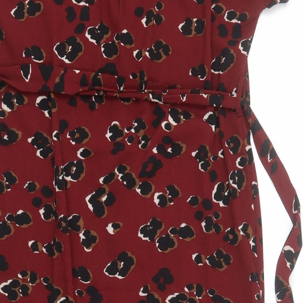 New Look Womens Red Floral Polyester T-Shirt Dress  Size 10  Collared