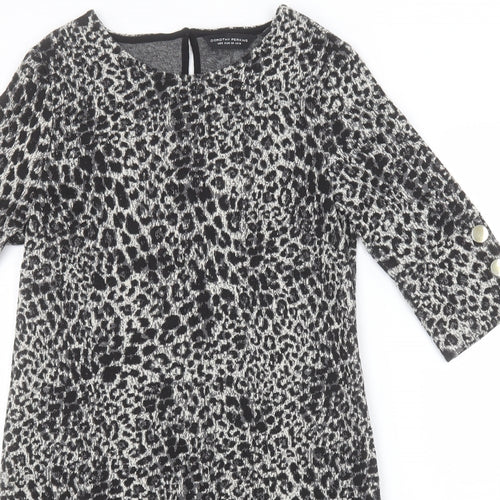 Dorothy Perkins Womens Grey Animal Print Polyester Pencil Dress  Size 10  Round Neck