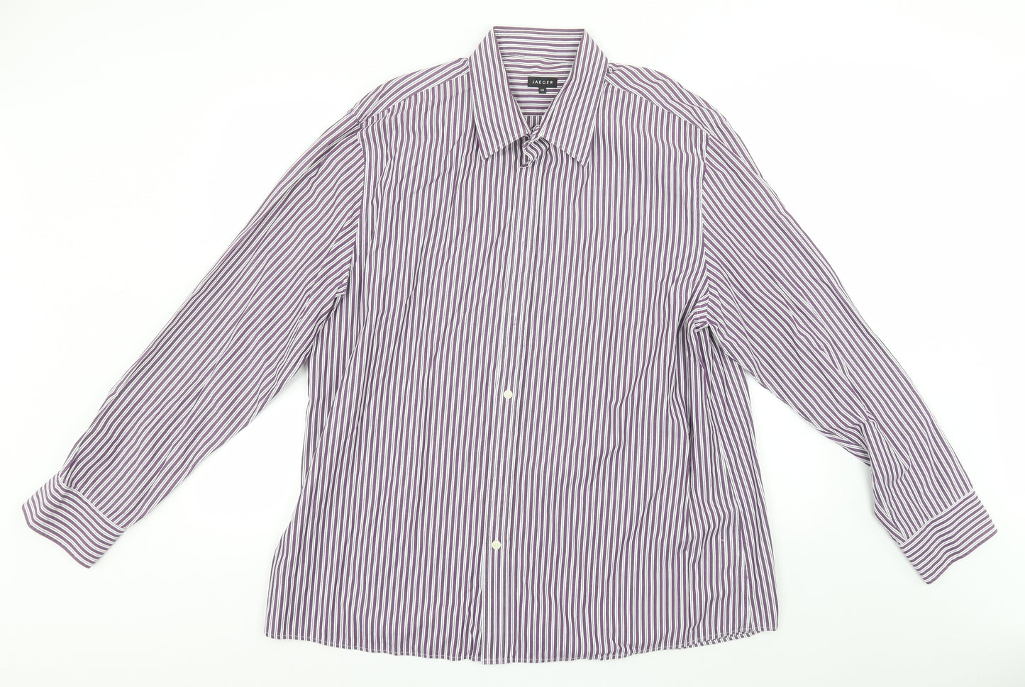 Jaeger Mens Blue Striped Cotton  Button-Up Size 2XL Collared