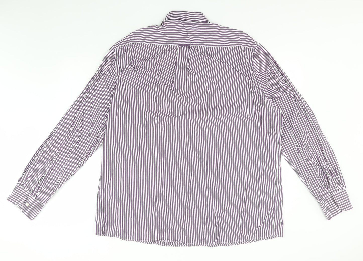 Jaeger Mens Blue Striped Cotton  Button-Up Size 2XL Collared