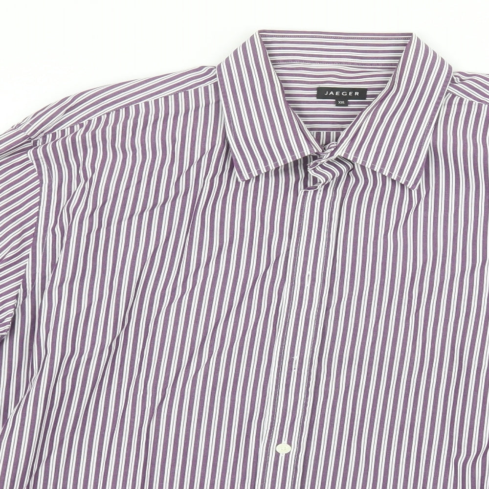 Jaeger Mens Blue Striped Cotton  Button-Up Size 2XL Collared
