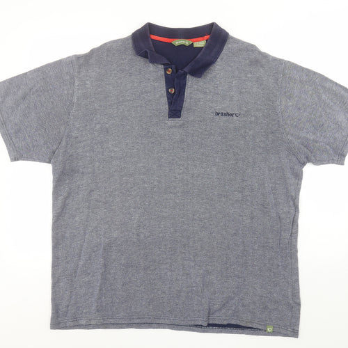 brasher Mens Blue  Cotton  Polo Size 2XL Collared