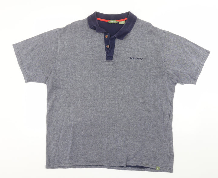 brasher Mens Blue Cotton Polo Size 2XL Collared