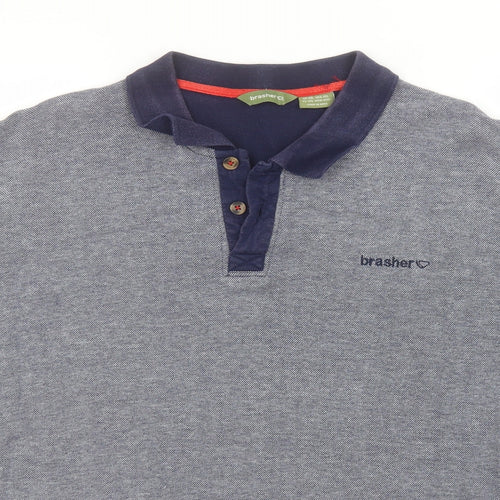 brasher Mens Blue  Cotton  Polo Size 2XL Collared