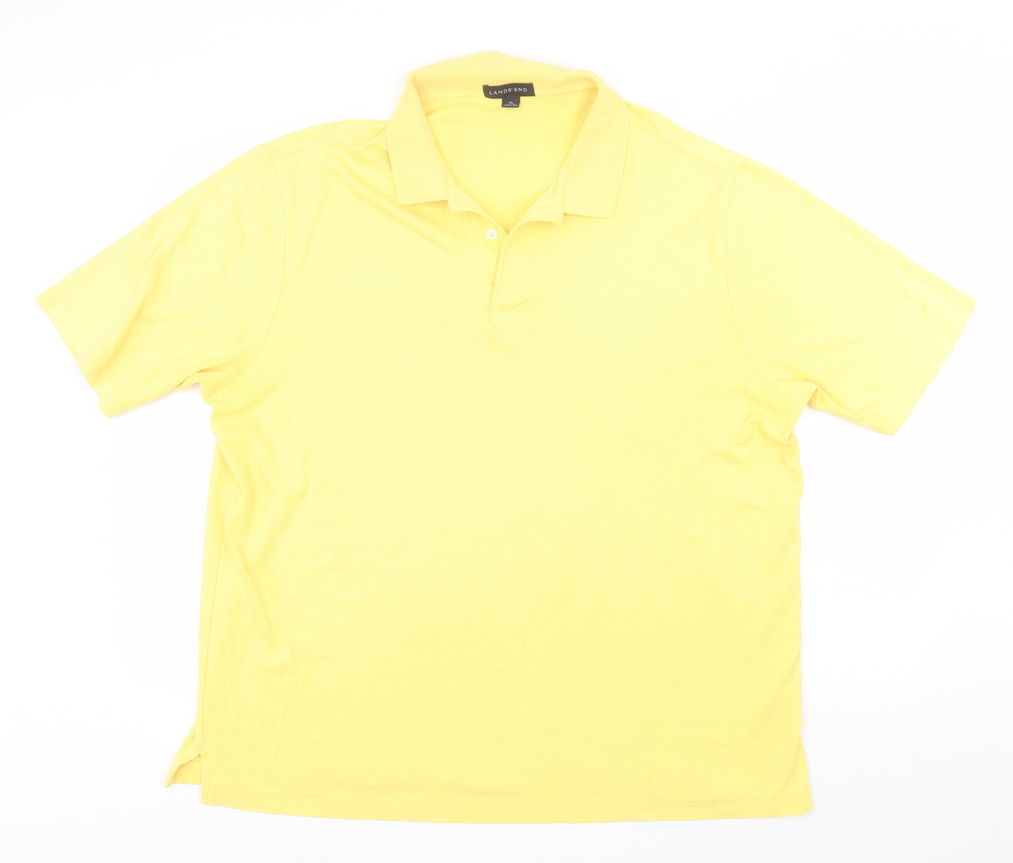 Lands' End Mens Yellow  Wool  Polo Size XL Collared